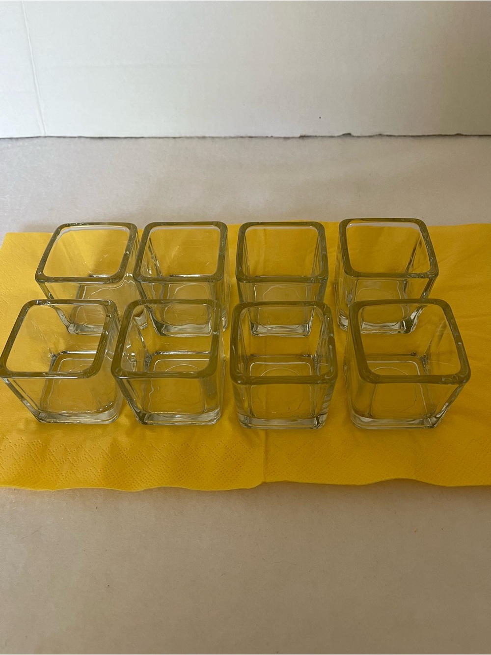 Set of 8 Eastland Square Votive/Succulent Holders, Clear Square Glass